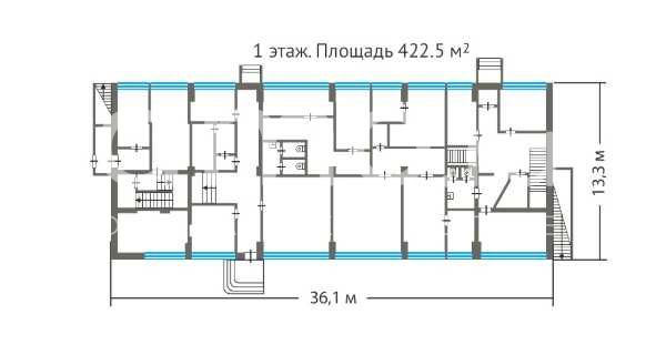 Планировка офиса 1260.3 м², Административное здание «г Москва, Болотниковская ул., 23А»